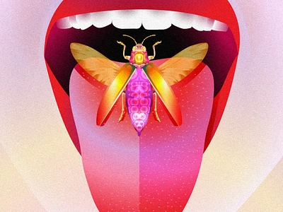 The trippy beetle art beetle branding butterfly creativedesign design face graphic design illustration insect mouth tarafa teeth tongue ui vector