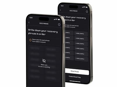 The Crypto Wallet UI Kit | Seed Phrase Management app crypto design design system ios ui ui kit ux wallet web3