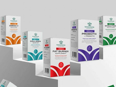 Vegan Supplement Brand Packaging Design box design branding collagen design dietary supplement fat burner graphic design health supplement label design medicine medicine packaging omega 3 packaging packaging designing pharma probiotic product product designer supplement whole food