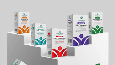 Vegan Supplement Brand Packaging Design box design branding collagen design dietary supplement fat burner graphic design health supplement label design medicine medicine packaging omega 3 packaging packaging designing pharma probiotic product product designer supplement whole food