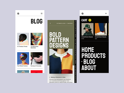 Blog page - Exploration bold cart exploration fashion futuristic minimalist mobile typography ui design