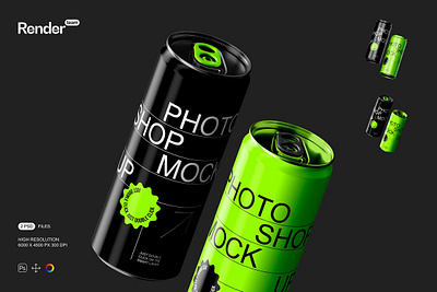 Can Mockup Set aluminium beer brand branding can mockup set drink mock packaging packaging mockup psd scene showcase soda soda can tin can up