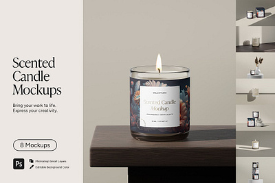 Glass Candle Mockup Bundle candle branding mockup candle jar candle label mockup candle packaging candlelight emboss foil glass candle glass candle mockup bundle glass jar mockup print effects scented candle