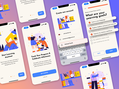 Onboarding Visual UI design illustration learning app mobile app onboarding ui user interface