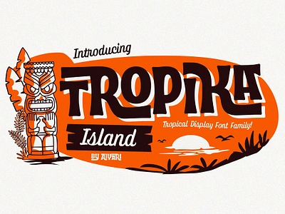 Tropika Island Font Family bouncy font custom fonts hand lettered font interlock font interlock fonts logo fonts midcentury playful retro fonts summer fonts tiki tiki art tropicak tropika island font family urban vintage fonts