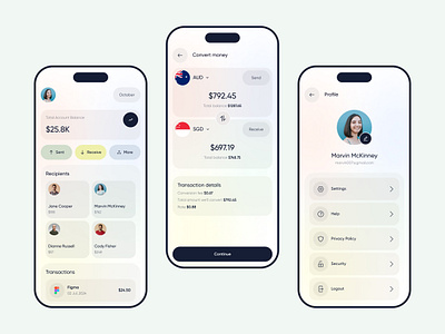 International Money Transfer App app app design application banking app expenses finance app fintech ios app minimal mobile mobile app mobile bank money money transfer payment transactions ui user interface ux wallet