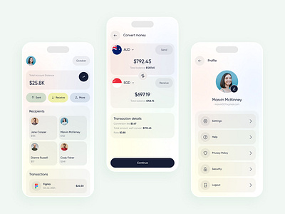 International Money Transfer App app app design application banking app expenses finance app fintech ios app minimal mobile mobile app mobile bank money money transfer payment transactions ui user interface ux wallet