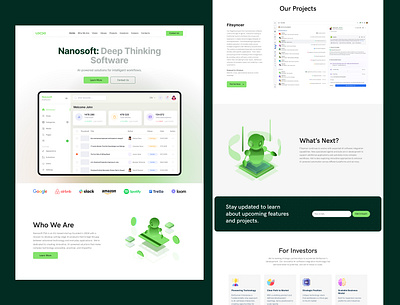 Nanosoft: Deep Thinking Software Website Design ai artificial intelligence design hero section landing page modern website ui uiux web design website