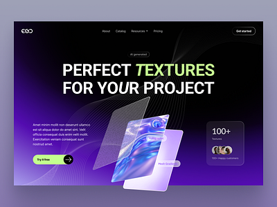 Product Page Hero Section agency website dark mode fintech glassmorphism gradients hero section high convertive website producr page tech textures ui violet web design