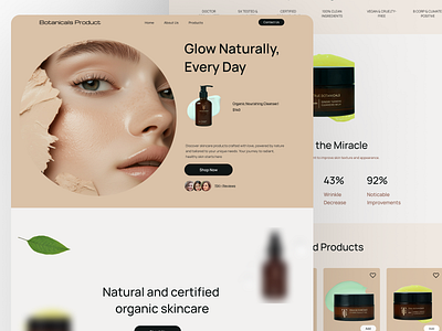 Botanical Skincare Website Design Concept beauty product ecommerce landing page ui uxui website design