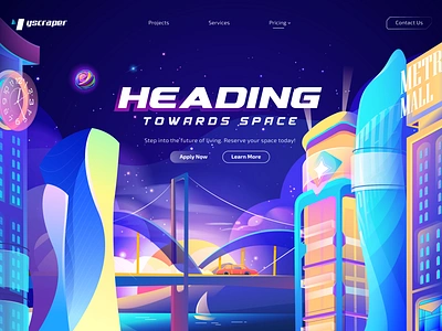 Modern Cityscape Hero Section for Innovative Skyscraper Solution 2d animation background design branding childrenbook colorful concept art graphic design hero heroic illustration illustration landing page modern motion graphics teamspinx ui vector vector illustration vibrant website whimsical