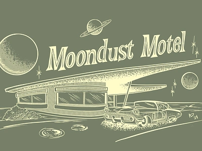 Moondust Motel graphic design illustration retro art retro design screenprint shirt design vintage comic art