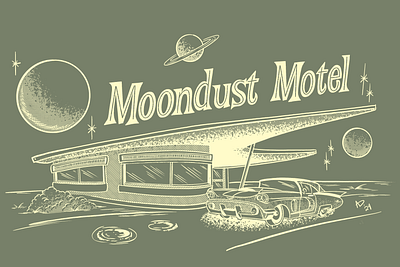 Moondust Motel graphic design illustration retro art retro design screenprint shirt design vintage comic art