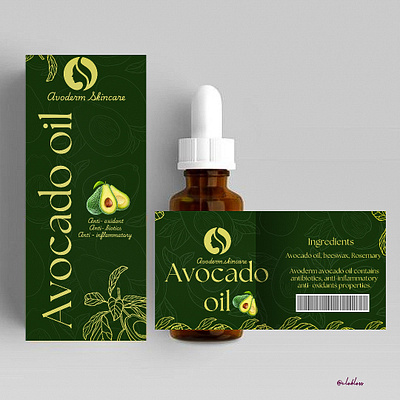 Product label for Avocado oil graphic design product label skincare packaging