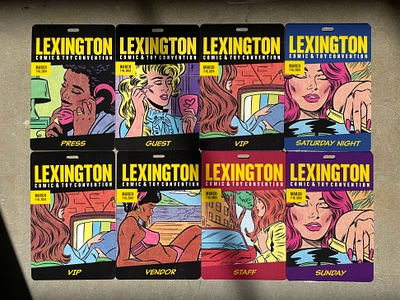 Lexington Comic & Toy Convention 2024 Badges branding graphic design illustration retro art retro design vintage comic art