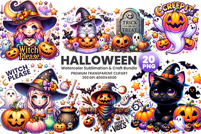 Halloween Season Sublimation Clipart PNG Bundle treat