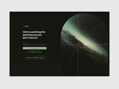 Orion: Login Page app auth authentication cosmos desktop log in login minimal product design satellite sign in signin ui universe ux web