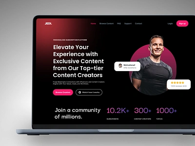 JEDI. content studio crypto figma landing page nft streaming paltform ui ux web design