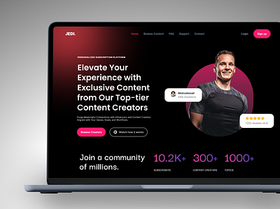 JEDI. content studio crypto figma landing page nft streaming paltform ui ux web design