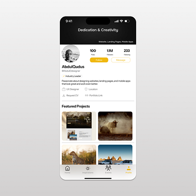 Daily UI 006 ( User Profile) app design daily ui dailyui figma mobile app ui ui design user profile