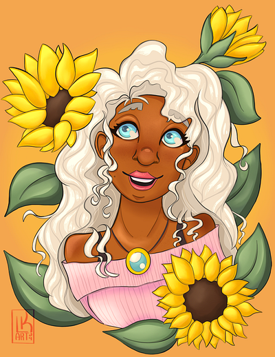 Sunflower Portrait digital art graphic design illustration