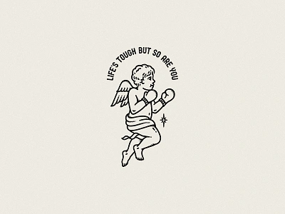 Life's Tough Cherub design graphic design illustration merch tattoo vintage