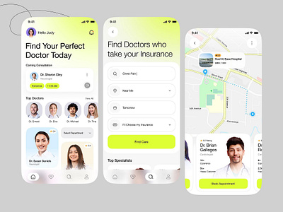 Doctor Finding Application 3d branding creative interface design dribbbleshots. dribble portfolio ui