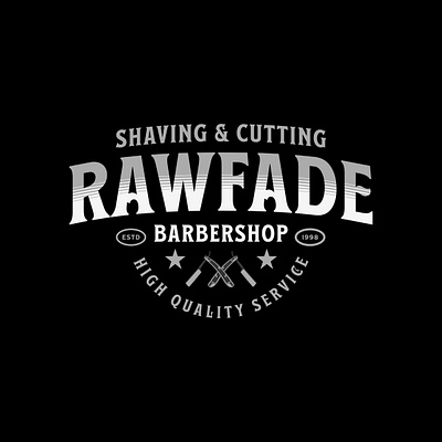 Rawfade Barbershop barbershop branding cutting identity illustration logo vintage