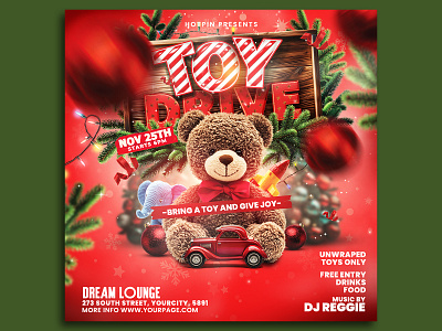 Christmas Toy Drive Flyer Template xmas toy drive