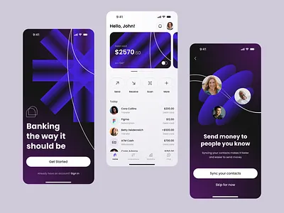 Banking app app banking branding cards concept design finance fintech home illustration interface layout money send transactions ui ux welcome