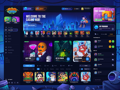 MooWin Casino: Casino Hub betting casino crypto casino dark interface gambling game interface homepage hub landing page page slot game slot machine slot online slots ui uiux ux web design website website design