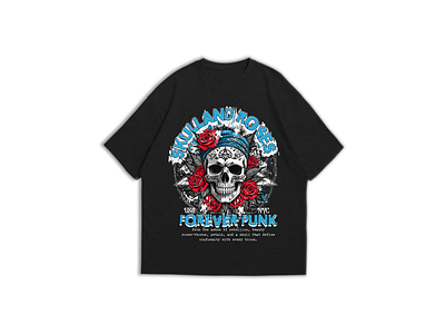 Punk Design graphic design illustration product design punk roses skull streetwear t shirt design typography vector