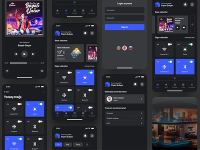 Smart Home mobile application design dark design home ui night design smart home smart ui ui ui design ux ux design