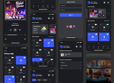 Smart Home mobile application design dark design home ui night design smart home smart ui ui ui design ux ux design