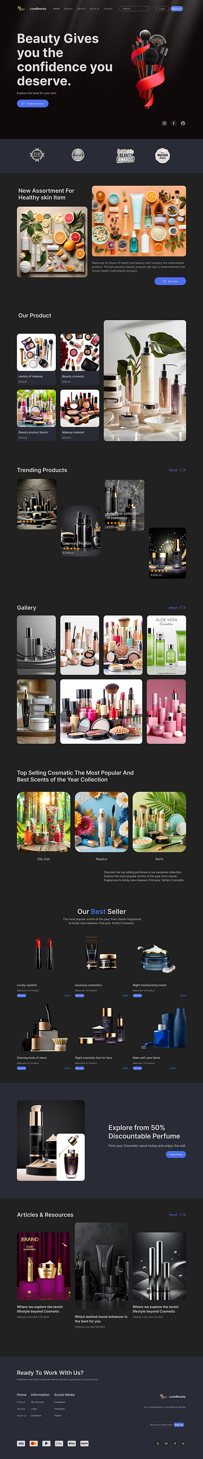 Cosmetic landing page design beautybrand beautyecommerce beautyproducts beautywebsite cleandesign cosmeticlandingpage cosmeticsdesign cosmeticui ecommercedesign landingpagedesign luxurycosmetics makeupdesign minimaldesign modernui productdesign productpagedesign skincaredesign uiux uxdesign webdesign