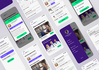 Healthcare App UI app app design booking app clean ui design healthcare mobile application modern style patients peppermint ui user interface ux