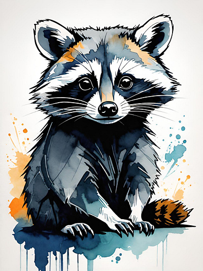 Just a little mischievous. animal animals art cute digital illustration mischievous nature raccoon watercolor wildlife