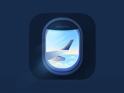 Airplane App Icon air airplane airplane company airplane icon airplane window branding company flat flight fly fly icon illustrator ios icon iphone icon photoshop sky ui window wing wing icon