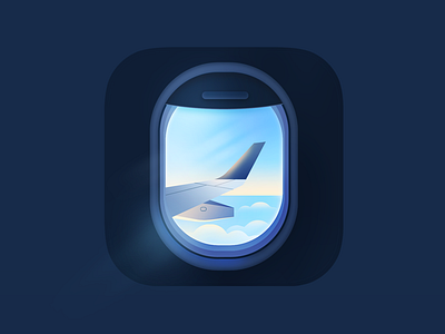 Airplane App Icon air airplane airplane company airplane icon airplane window branding company flat flight fly fly icon illustrator ios app icon ios icon iphone icon photoshop sky ui wing wing icon