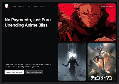 Hero section for Anime Streaming Platform anime design figma hero ui ux web design