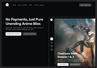 Anime Streaming Platform Hero Section anime design figma ui user ux web