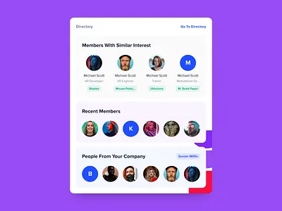 Directory UI community dashboard design education fintech forum react saas ui uiux ux webapp