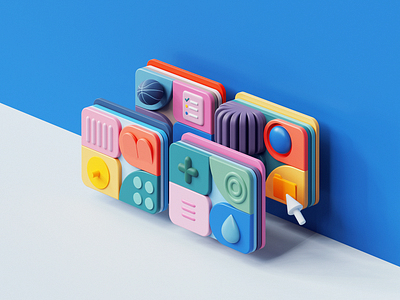 Folders 3d 3dart abstract apple branding c4d cinema4d colors design folders illustration isometric logo octane render set ui uiux