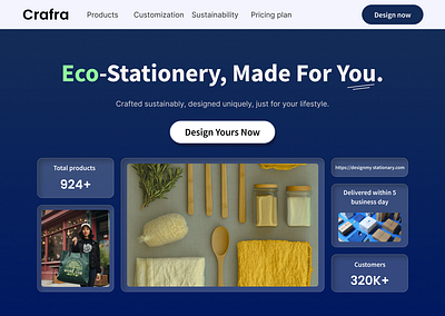 Eco friendly stationary product landing page design design figma landing page ui ux webdesign website website design