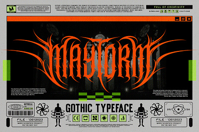 Maytorm Modern Metal Typeface blackletter design font fonts letteing typeface