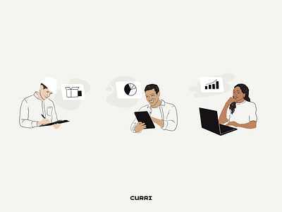 Curri | Customer Persona Illustrations brand branding construction delivery design identity illustration logistics logo people typography ui web