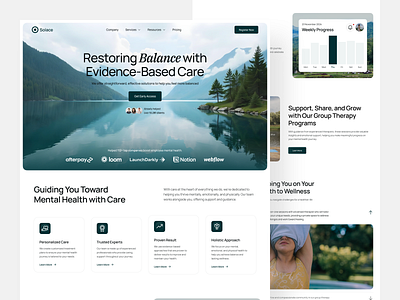 Solace - Mental Health Landing Page body depression doctor health health app landing page medical medical care meditation mental mental health mentalhealth mindfulness motivation psychology saas selfcare stress web design wellness