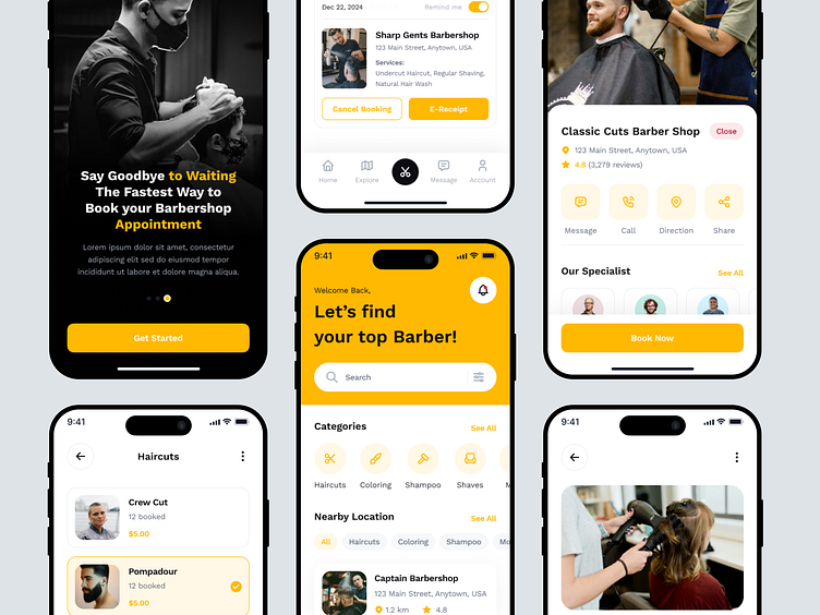 Barber and Salon Booking Mobile App by Brain Studio on Dribbble