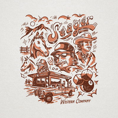 SEAGER GRIT COMPANY - SUMMER 2024 branding clothing brand cowboy design good times graphic design illustration seager seager co summer vacation vaqueros western