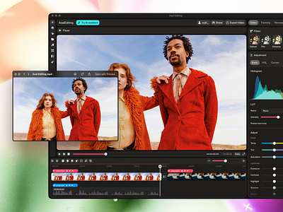 Asal Editing - Your Creative Workspace, Simplified ai video editor clean dashboard design editing editing tools editor effect menu minimal saas software ui video video editing tool video editor video maker video timeline video took web design workspace